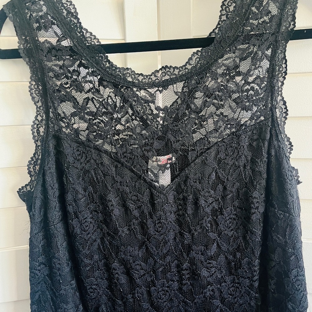 LOVE SQUARED Plus Size Dress 1X A-Line Black Floral Lace Sleeveless Knee Length - Picture 5 of 8